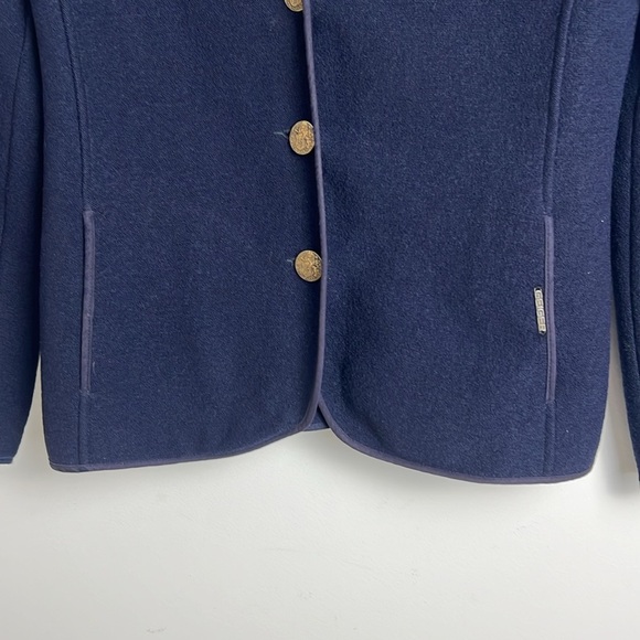 Vintage GEIGER Tyrol Women's Dark Blue Boiled Wool 3 Bronze Button Jacket  Sz 40 - Picture 2 of 8
